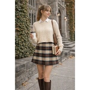 American Eagle Plaid Mini Skirt Womens L Flannel Preppy Academia Y2K School Girl